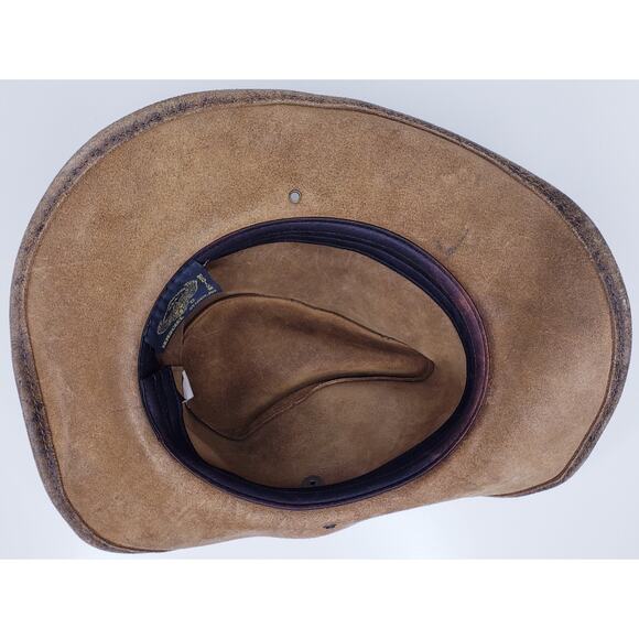 Vintage Henschel Coyote Leather Outback Style Hat w/ Band Men's Size Medium - Picture 7 of 13